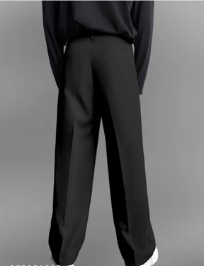 Solid Convertible Black Trousers - KOREAN