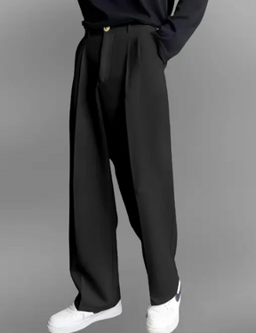 Solid Convertible Black Trousers - KOREAN